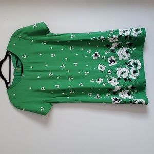 Abercrombie & Fitch Green White  Floral Shift Dress